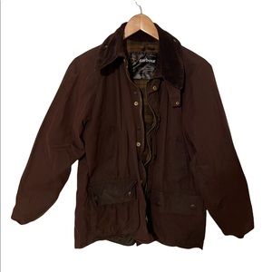 Classic Brown French Authentic Barbour Coat with Corduroy Collar